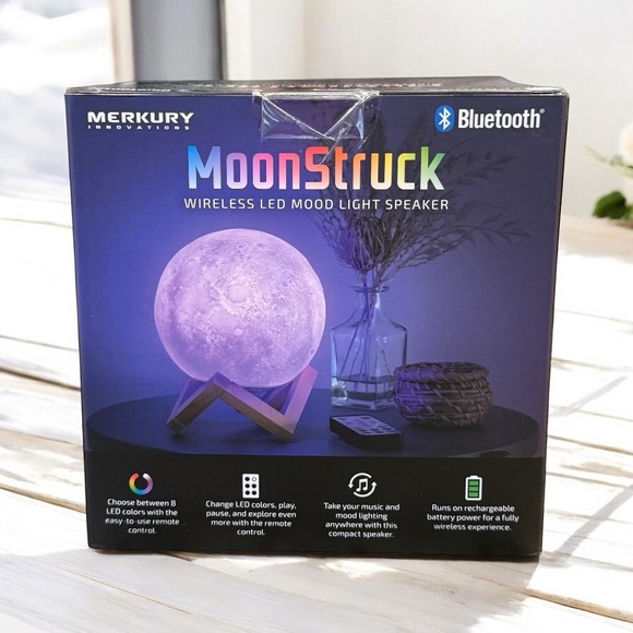 NEW IN BOX Merkury Moonstruck Wireless LED Mood Light Speaker - 5.7 Diameter - Picture 1 of 3